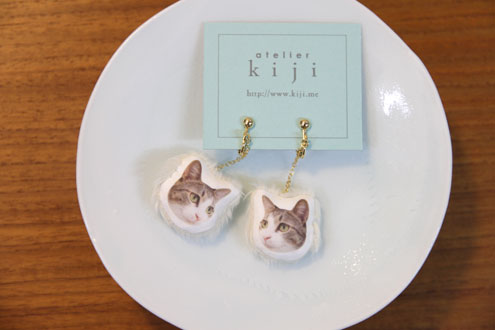 kiji猫フェイス クッションイヤリング